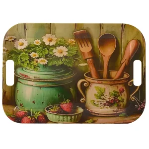 سینی ملامین مهروز مدل 20052 با طرح توت‌فرنگی، مناسب برای پذیرایی