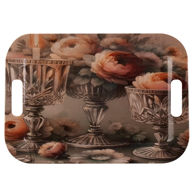 سینی ملامین پذیرایی مدل 20042 طرح گل رز