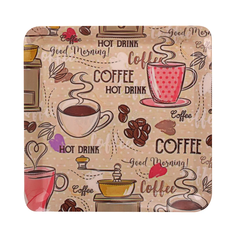 سینی پذیرایی ملامین مدل SE-555 طرح Coffee